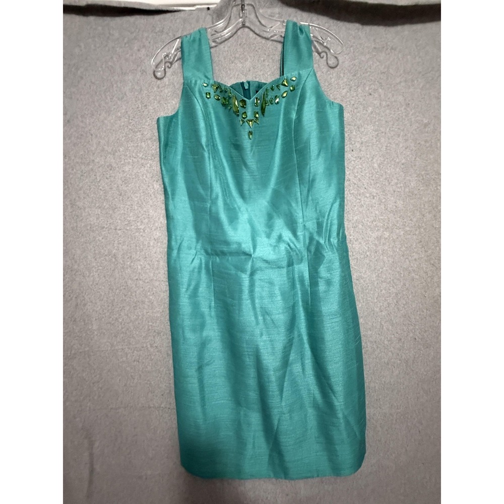Ashro Dress Womens 12 Blue Rhinestone Sheath Sleeveless Party Cocktail